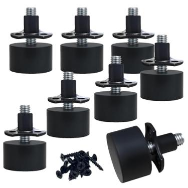 Imagem de Rosca de 3/20.3 cm-16, pés de borracha para niveladores ajustáveis de móveis, pés de mesa niveladores de perna resistentes para armários sofás mesas, cadeiras, suporte (8)