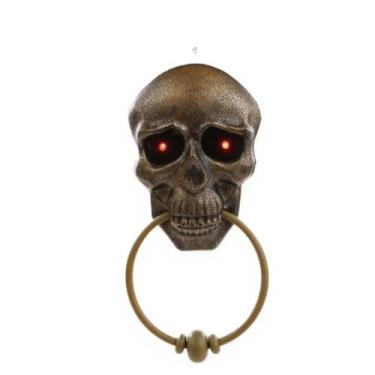 Imagem de Campainha do Terror Caveira com Luz Nos Olhos e Som Decoração de Halloween Dia das Bruxas Terror(Dourado)