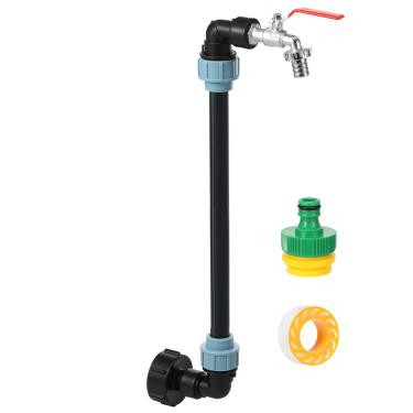 Imagem de LYIYEYAN Adaptador de tanque IBC - Torneira de saída IBC pescoço de ganso, kit de conexão adaptador IBC Torneira de saída de 3/10.2 cm, conector rápido de mangueira de jardim para tanque de recipiente