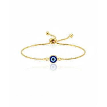 Imagem de Pulseira Regulável Olho Grego 0.7 cm Banhado em Ouro 18k - Lazzuli Joi