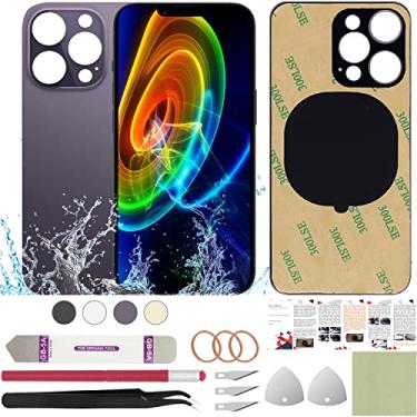Imagem de ReuWeu Substituição da capa de vidro traseira traseira compatível com iPhone 14 Pro Max de 6,7 polegadas + ferramentas profissionais (roxo escuro)