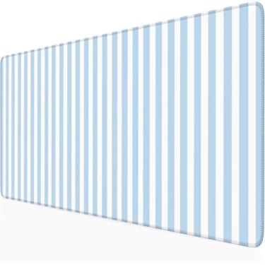 Imagem de Nasdalgias Tapete de mesa listrado azul fofo pastel grande tapete de mouse kawaii estético para decoração de mesa de escritório em casa, teclado aconchegante para jogos 80 x 40 cm