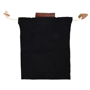 Imagem de Bolsa de lona de couro para forrageamento durável dobrável cinto saco de colheita de frutas para acampamento coleta de frutas (preto)