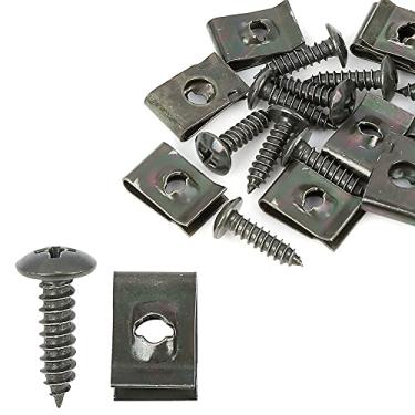 Imagem de X AUTOHAUX 10 conjuntos de 4,2 x 16 mm U Clip Parafuso Sortido Clipes de Carro Fixadores com Parafusos para Painel de Porta de Painel Interior Verde Exército