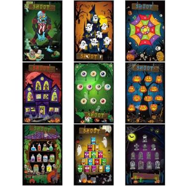 Imagem de Moinchore 9 peças de alvos de tiro, alvos de papel para alcance de tiro 58,4 cm x 89 cm Conjunto de alvos de jogo de tiro engraçado para Tiki Carnival Western Party Game Supplies (assustador)