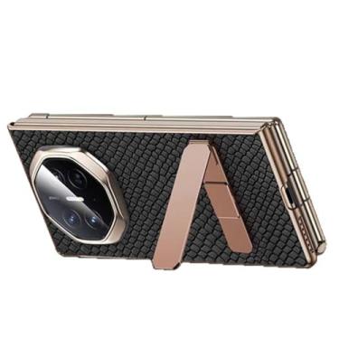 Imagem de LTLMYDAM Capa traseira para Huawei Mate XT, capa de couro legítimo com suporte ajustável, revestimento fino, antiderrapante, capa à prova de choque, preta, XT