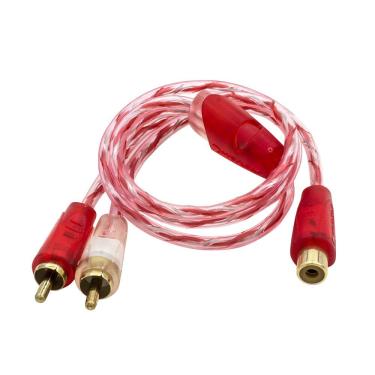 Imagem de Cabo De Som Automotivo 2 Rca (m) X 1 Rca (f) 40 Cm Bronze Cristal Stetsom