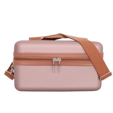 Imagem de Página Inicial/Acessórios/Frasqueiras/Frasqueira Rígida com Alça Bolsa Necessaire Premium Porta Jóias e Maquiagem Estilo Baú - Mendoza - Cruzeiro (Rosa)