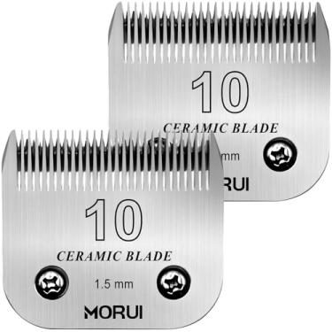 Imagem de morui Lâmina de substituição para tosador de cães de estimação, lâmina de cerâmica removível, compatível com a maioria dos Andis, Oster A5 Wahl série KM Clippers tamanho 10, comprimento de corte 1