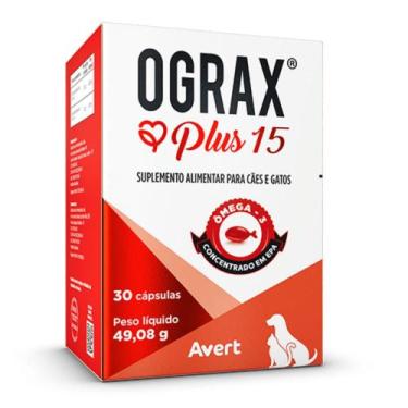 Imagem de Suplemento de Ômega Ograx Plus 15 Avert Para Cães e Gatos 30 Cápsulas