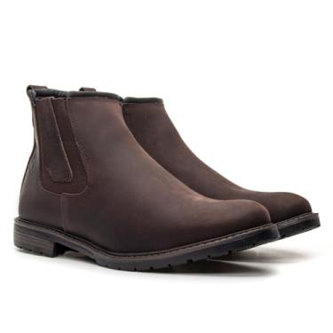 Imagem de Kit Botina Bota Cano Curto Masculina Couro Legitimo Chelsea Premium Café (Café, BR, Adulto, Numérico, 41)
