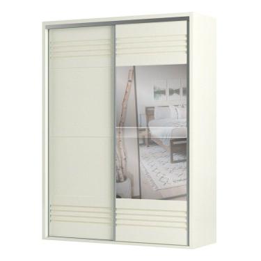 Imagem de Guarda Roupa Solteiro com Espelho 179cm 2 Portas 100% MDF TW601E Off White - Dalla Costa