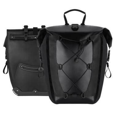 Imagem de Leopauto Bolsas para bicicleta, pacote com 2, 2 unidades, à prova d'água, máx. de 25 litros, bolsa de ciclismo, bolsa para bagageiro no banco traseiro, serve para a maioria dos suportes de bicicleta