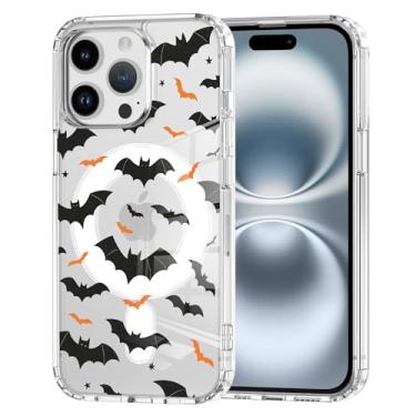 Imagem de Idocolors Capa de morcego fofa para iPhone 15 Pro Max, compatível com MagSafe - capa de telefone transparente de Halloween, capa protetora transparente à prova de choque