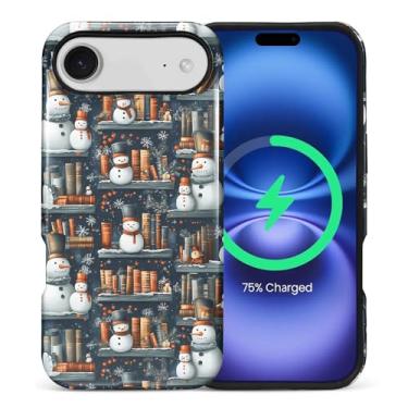 Imagem de Capa para iPhone 17 Air [compatível com MagSafe], silicone macio brilhante + capa protetora 2 em 1 de policarbonato rígido antiarranhões à prova de choque para mulheres e homens - boneco de neve fofo