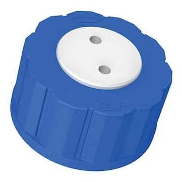 Imagem de Diba Tampa de garrafa de solvente, GL45, 2 portas Luer com válvula, azul