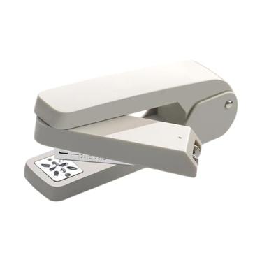 Imagem de Milageto Grampeador giratório, grampeador de mesa leve e compacto, capacidade para 50 folhas, ferramenta manual para dormitório, casa, viagem, sala de aula, Cinza