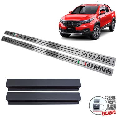 Imagem de Soleira Aço Inox Fiat Strada Volcano Preto Baixo Relevo