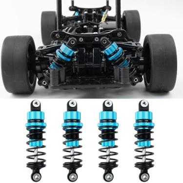 Imagem de Amortecedor de amortecedor de óleo de alumínio 1/10 de 55 mm/62 mm para Tamiya TT01/TT02 RC Drift Car Upgrades peças (azul, 62 mm)