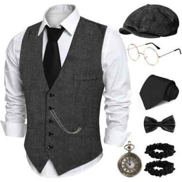Imagem de Costume PARTTELY, roupa masculina da década de 1920, conjunto de acess