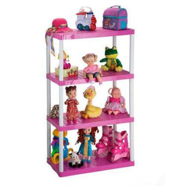 Imagem de Prateleira Chão Retangular Baby 4 Andares Rosa Ref 0589