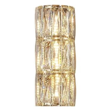 Imagem de Luminária de parede, arandela dourada interna, luminária de parede moderna, luminária de parede de cristal de luxo, para iluminação de arandela de parede de sala de estar, banheiro, quarto e