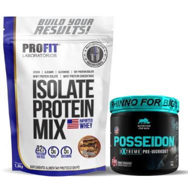 Imagem de Kit Whey Protein Mix 1,8Kg Profit Chocolate C/Amendoim + Pré Treino Po