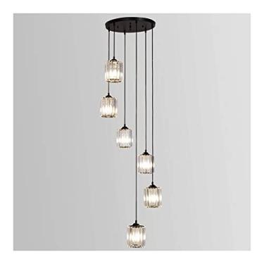 Imagem de Lustre de cristal para escada, lustre com gota de chuva, luminária pendente grande, ajustável, luminária alta para entrada, quarto, sala de jantar, cozinha, ilha, luminária (cor: