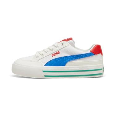 Imagem de PUMA Tênis infantil unissex Court Classic Vulc, branco, azul-marinho, cinza, tamanho 34, Puma Branco-hiperlink azul-vapor cinza, 21