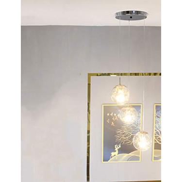 Imagem de Lustre LED minimalista moderno para sala de estar com várias bolas de bolhas, luminária pendente criativa para restaurante, escada duplex, luminária de teto com personalidade artística nórdi