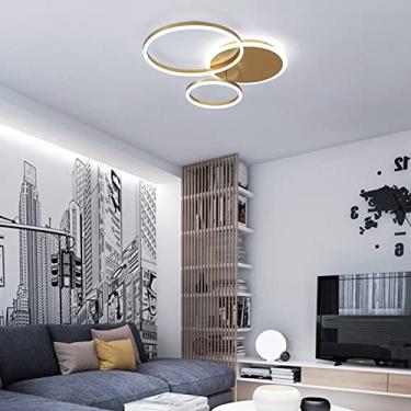 Imagem de Luminária de teto LED moderna com controle remoto, novas lâmpadas suspensas de arte, lustre de teto, geometria redonda e montagem embutida regulável para sala de estar, quarto/branco/3 cabeç