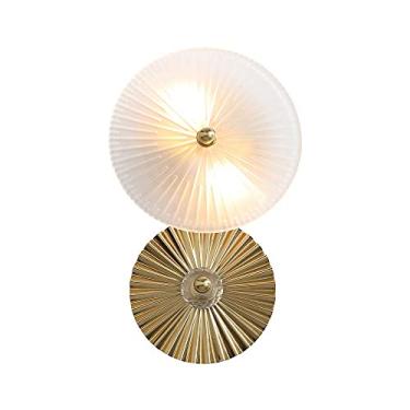 Imagem de Luminária de parede de vidro, arandela de metal dourado, luminária de parede nórdica, luminária geométrica para iluminação interna, luminária de parede para decoração de casa, para quarto, s