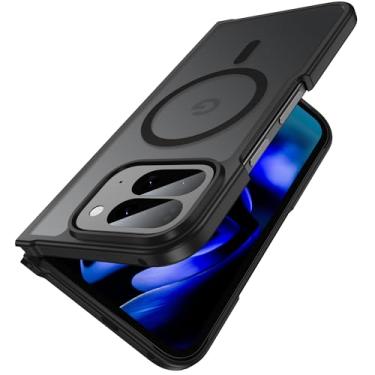 Imagem de Capa magnética para Google Pixel 10 Pro Fold [compatível com MagSafe] Capa traseira rígida fosca translúcida fina e amortecedora macia, capas de telefone finas de silicone à prova de choque, preta