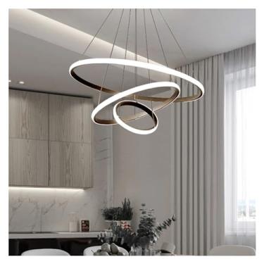 Imagem de Lustres de LED modernos simples, luzes de teto, iluminação interna ajustável faça você mesmo, luminária pendente de teto, decoração de alto brilho compatível com sala de estar, sala de janta