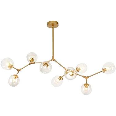 Imagem de Lustre E27 Nordic Glass Ball Chandelier Altura ajustável, Lustre preto fosco, E26 Metal Hand Blow Branches Pendant Light, Luminárias de globo de meados do século de 79"