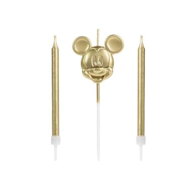 Imagem de Vela Aniversário Mickey Rosto Metalizado Silver Festa 10cm 3 Peças (Dourada)