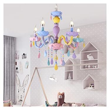 Imagem de Lustre moderno para quarto de crianças, lustres para quarto de crianças, berçário de princesa, luminária suspensa para casa interna, cor de macaron, lustre para quarto de meninas (tamanho: 8