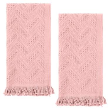 Imagem de XLIUAX 2 peças de toalha de mão de banheiro boho, 33 x 76 cm, toalha de rosto decorativa de algodão turco, toalhas de mão macias para casa de fazenda, boho, decoração de banheiro, cozinha, hotel, spa