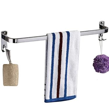Imagem de DSeenLeap Toalheiro de parede multifuncional de barra única com gancho, fácil de instalar, comprimento de 40 cm, para casa de banho (monocolor, 40 cm)