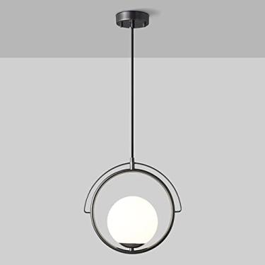 Imagem de YQSLQZZ Lustre de satélite artificial, iluminação decorativa de cabeceira luminária pendente de latão com sombra de globo de vidro, lustres de sala de jantar, para corredor, sala de estar, quarto