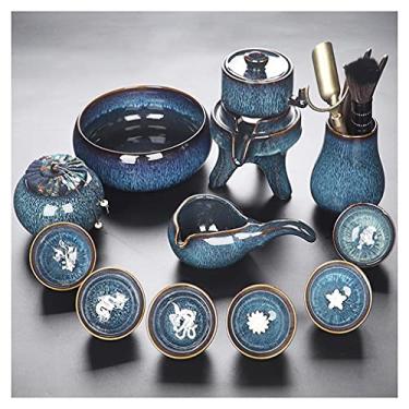 Imagem de Conjunto de chá estilo europeu conjunto de chá de cerâmica semiautomático bule de chá xícara de chá chinês retro conjunto de chá semiautomático festa casa 6 xícaras conjunto de bule de chá (tamanho: D