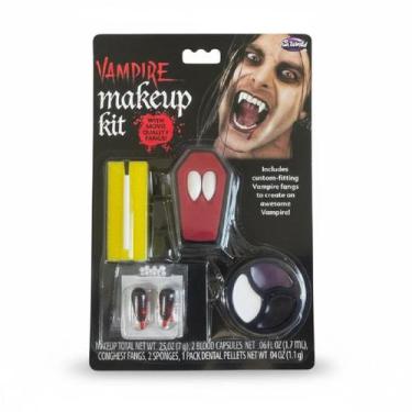 Imagem de Kit Fantasia Vampiro dente maquiagem capsula de sangue - 000023909E4, 