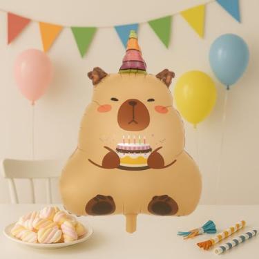 Imagem de Kit Cartelado Capivara 3D – 25 Modelos Temáticos (1 Unidade por Cartelado) – Decoração de Festa, Painel e Mesa Infantil – Foil Premium Luma Festas (Capivara com Bolo)