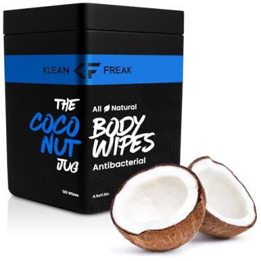 Imagem de Klean Freak Body Wipes - for Face and Body, No Water, Wipe Away Sweat and Odor, Large Textured, Travel, Gym, Camping and More, 120 Cnt Jug (Coconut)