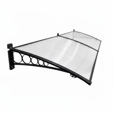 Imagem de Toldo 200 x 50cm Cobertura Slim em Policarbonato Alveolar, Proteção UV e Chuva, Estrutura Resistente e Leve, Ideal para Portas, Janelas, Varandas e Áreas Externas (Transparente com Preto)