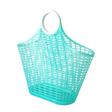 Imagem de KiBcsLic Cesta de compras, sacola para produtos com alças, cesta de banho leve, organizadora de chuveiro para livraria, cozinha, loja de varejo, banheiro, Verde