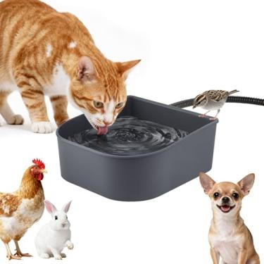 Imagem de PETLESO Tigela de água aquecida para gatos e coelhos, prato de aquecimento para cães pendurados para gaiola, canil, anticongelante, tigela aquecida para coelhos, galinhas, pássaros, animais pequenos