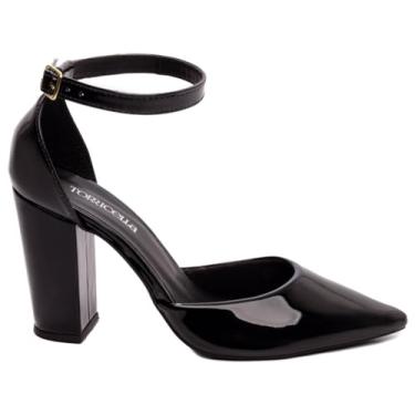 Imagem de Sapato Scarpin Feminino Verniz Elegante com Fivela Dourada – Conforto, Estilo, Salto Alto, Antiderrapante, Palmilha Macia, Cores Variadas, Moda Executiva, Look Sofisticado, Tendência 2025. (Preto, BR, Adulto, Numérico, G, 39)