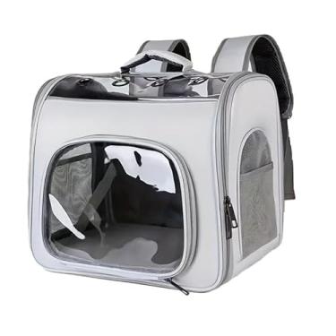 Imagem de Bolsa Mochila Transporte Viagem Pet Gato Cachorro Dobrável(Cinza)