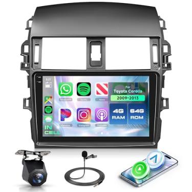 Imagem de Rádio estéreo Android 4 + 64 G para Toyota Corolla 2009-2013 com carplay sem fio Android Auto, unidade de cabeça de tela interna de 23 cm navegação GPS/Bluetooth 5.0/FM RDS/EQ/Wi-Fi AHD câmera de